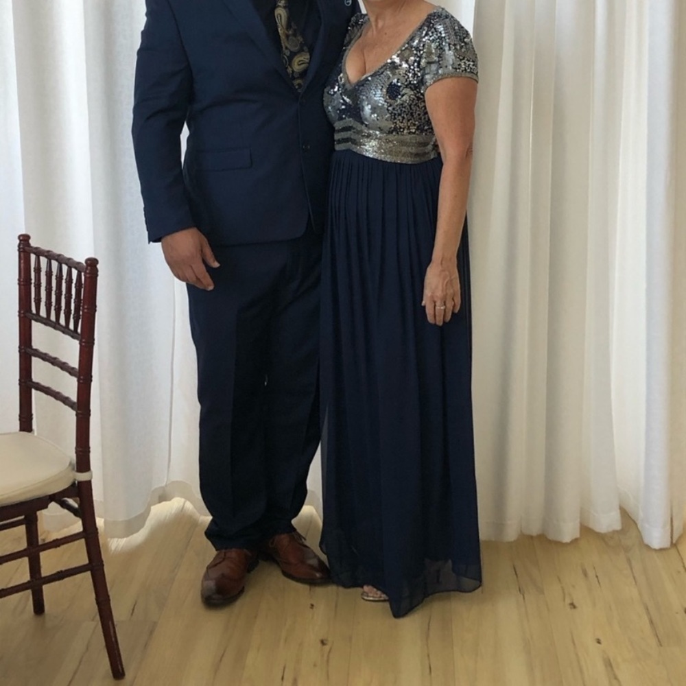 Adrianna Papell sequin long navy dress - Picture 11 of 12
